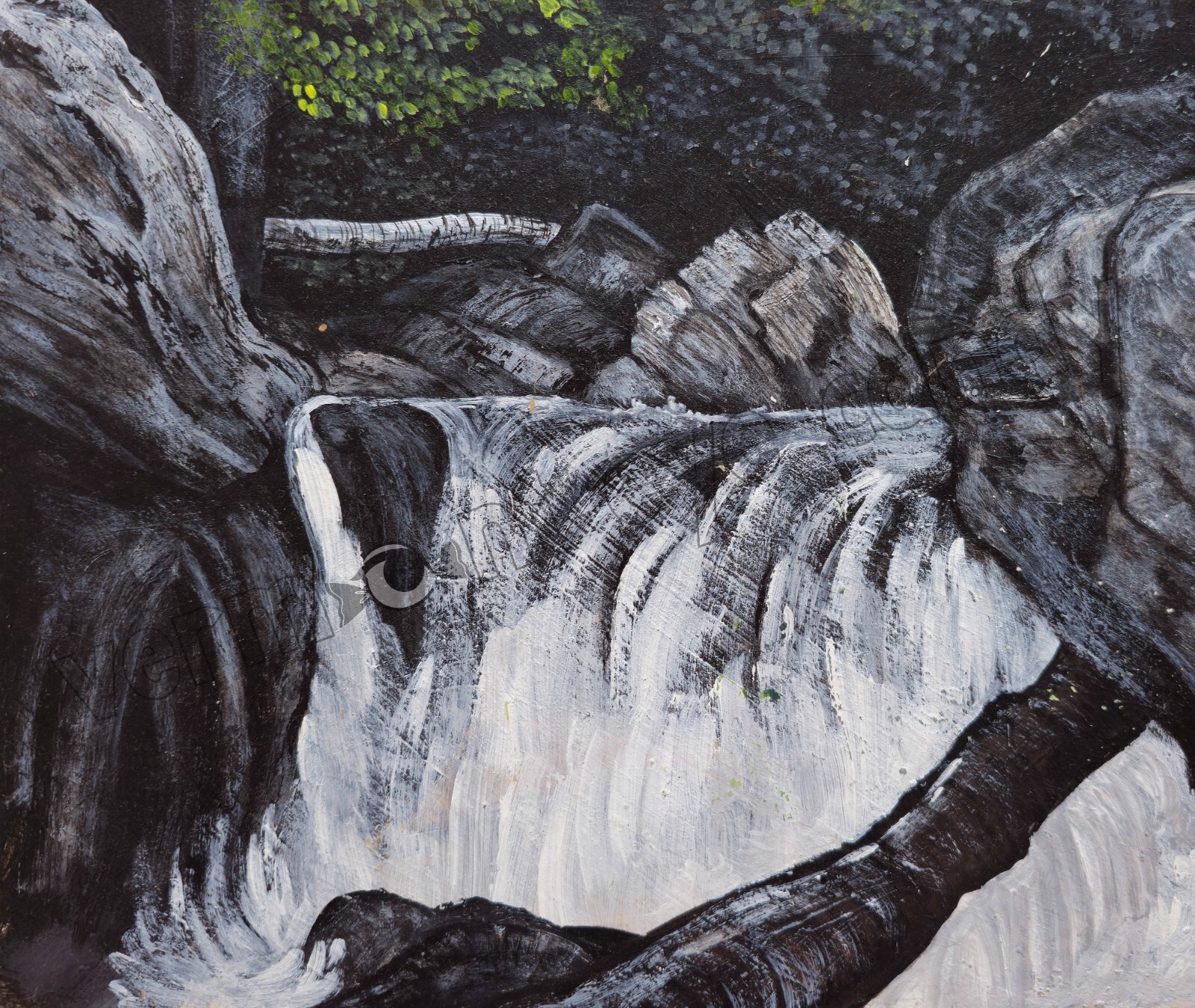 Abstract Waterfall Splashing on Rocks Art DIGITAL DOWNLOAD Print at Home Decor