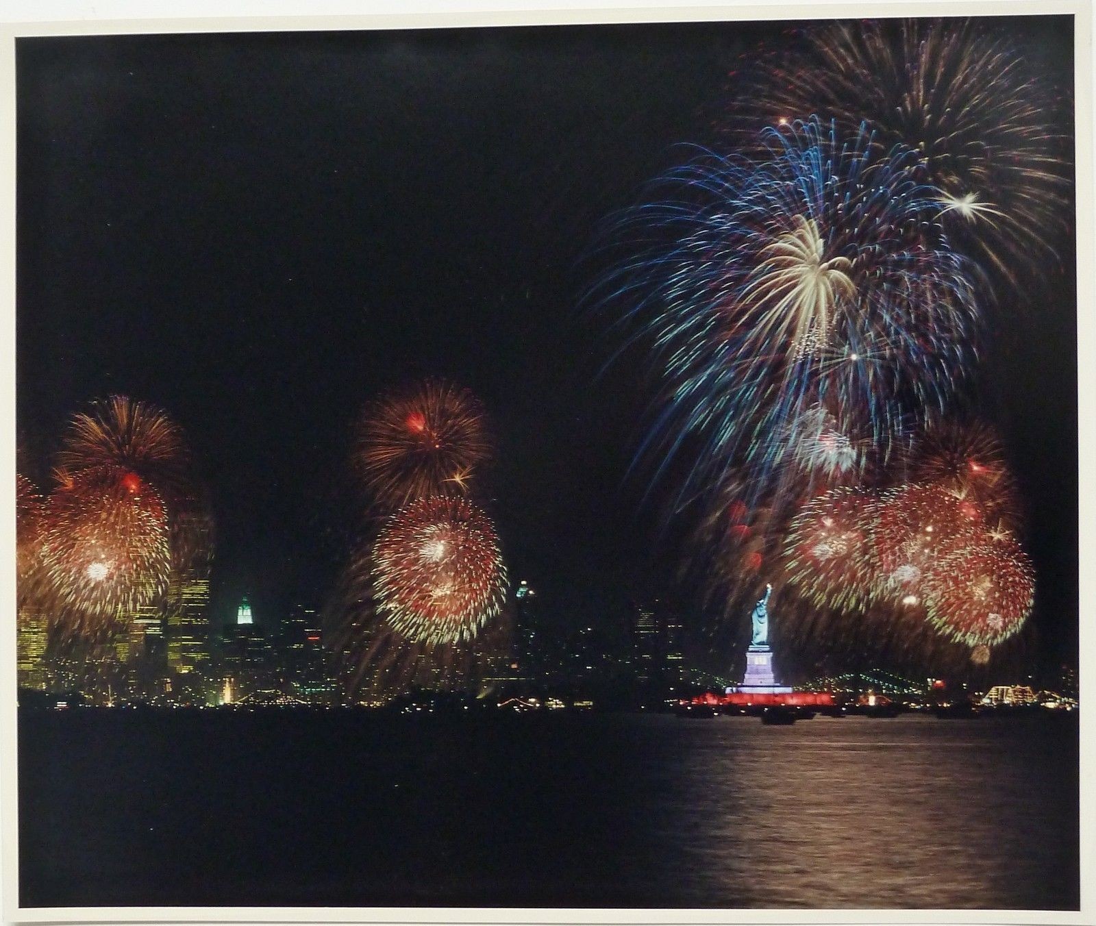 Ektacolor Print of Fireworks above the Statue of Liberty & New York City Skyline