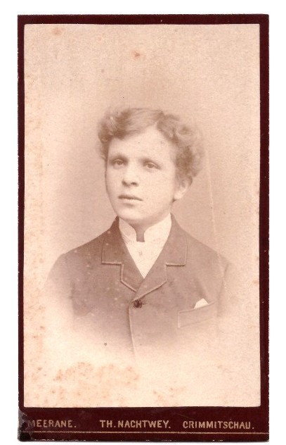 CDV photo around 1900, young man, Meerane-Crimmitschau