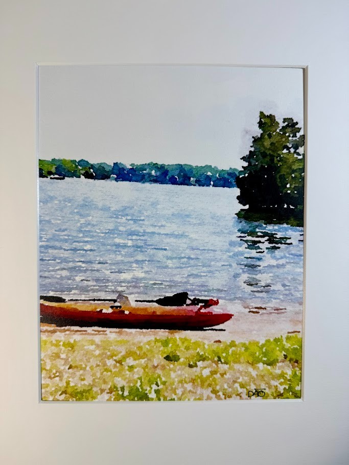 Kayaking Digital Watercolor Original Photograph 8 X 10 Matted To 11 X 14 Signed