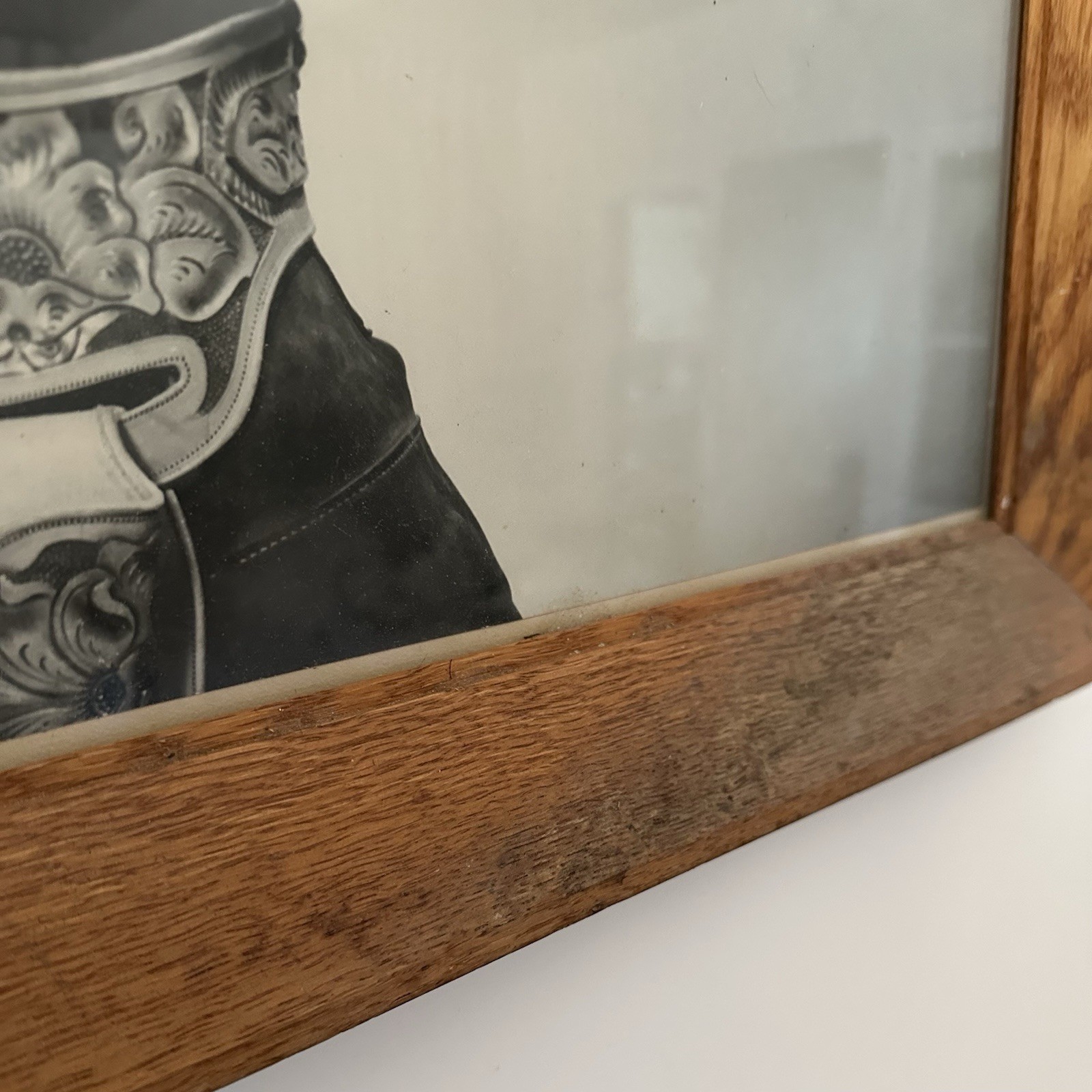 Vtg ‘60s Prize-Winning Cowboy Photograph Large Framed Male Portrait Western