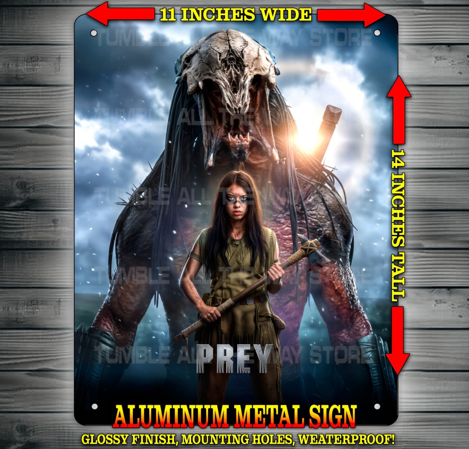 Prey 2022 Feral Predator and Naru Movie Metal Sign Wall Art 14″ x 11″