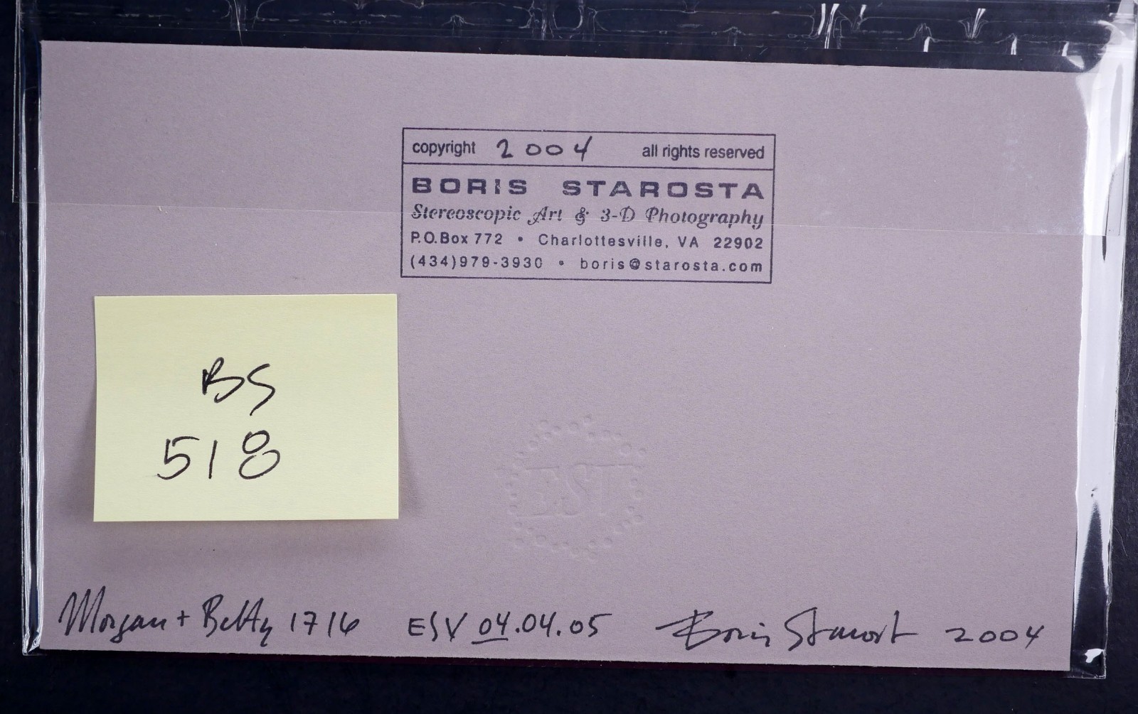 Boris Starosta 3D Stereoview – Morgan & Betty 1716 – nude model signed 2004