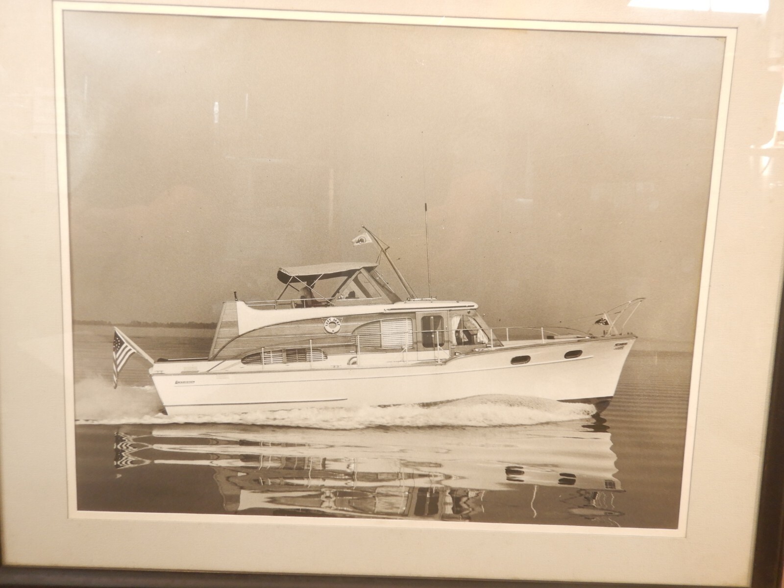 LARGE Vtg 1950s 60s Power Yacht Photograph Richardson Boat Cheaspeake Bay