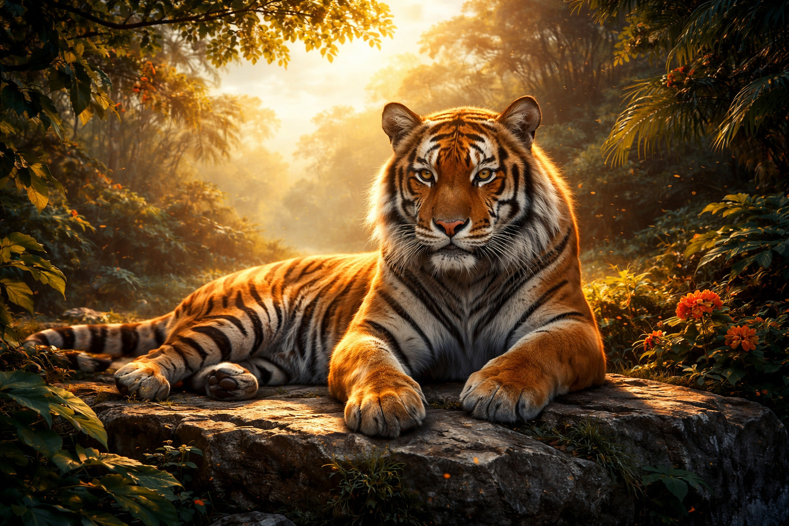 Digital Wallpaper Photo -Animal Landscape Tiger Jungle Nature