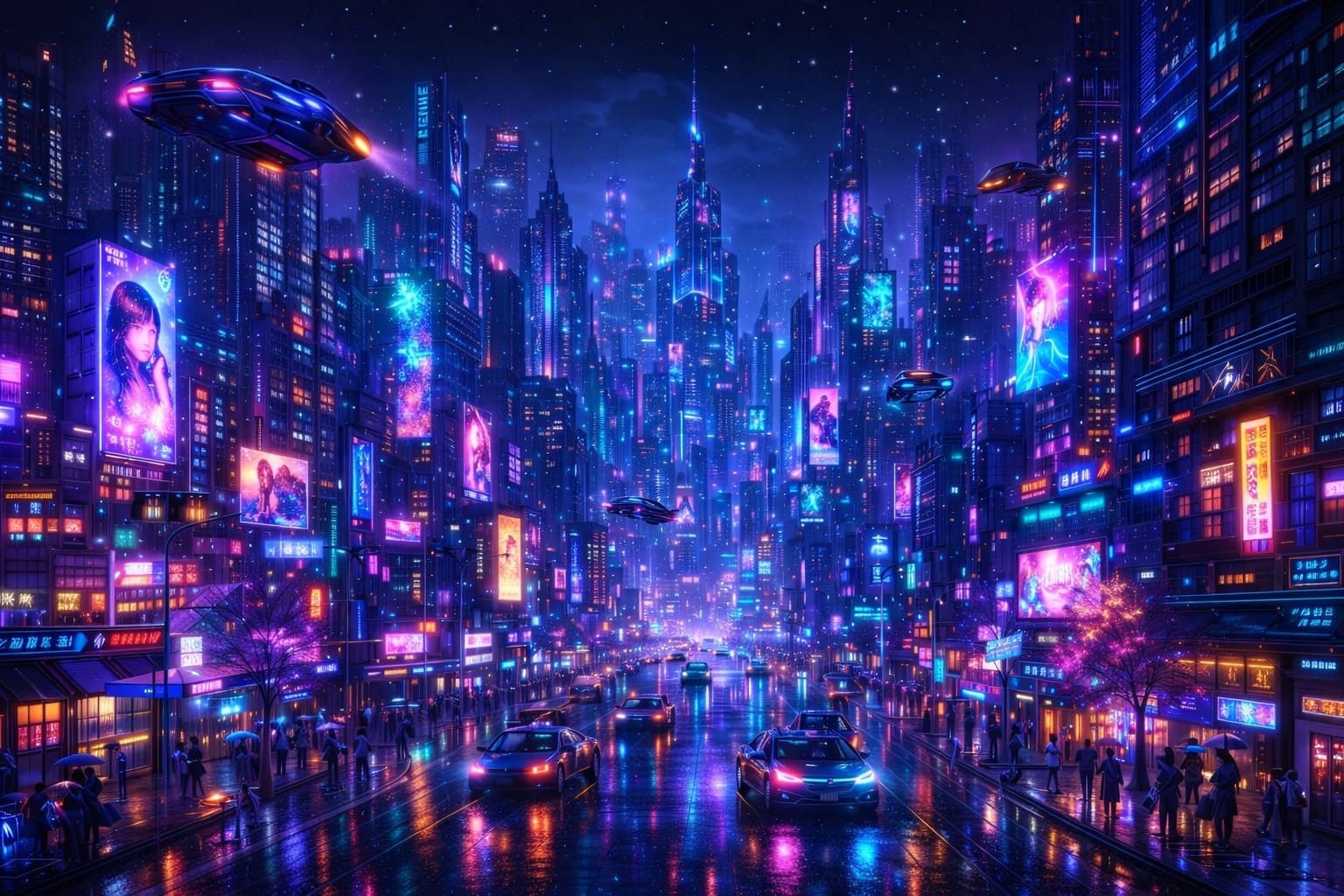 Digital wallpaper Cyberpunk Neon City 4K Wallpaper – Futuristic Night Cityscape