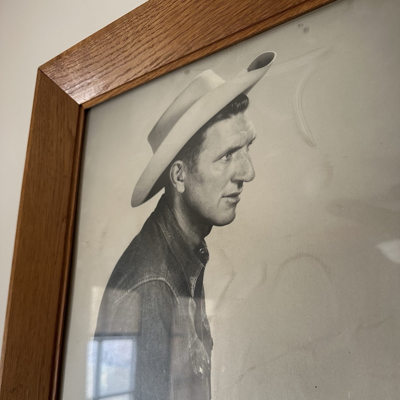 Vtg ‘60s Prize-Winning Cowboy Photograph Large Framed Male Portrait Western