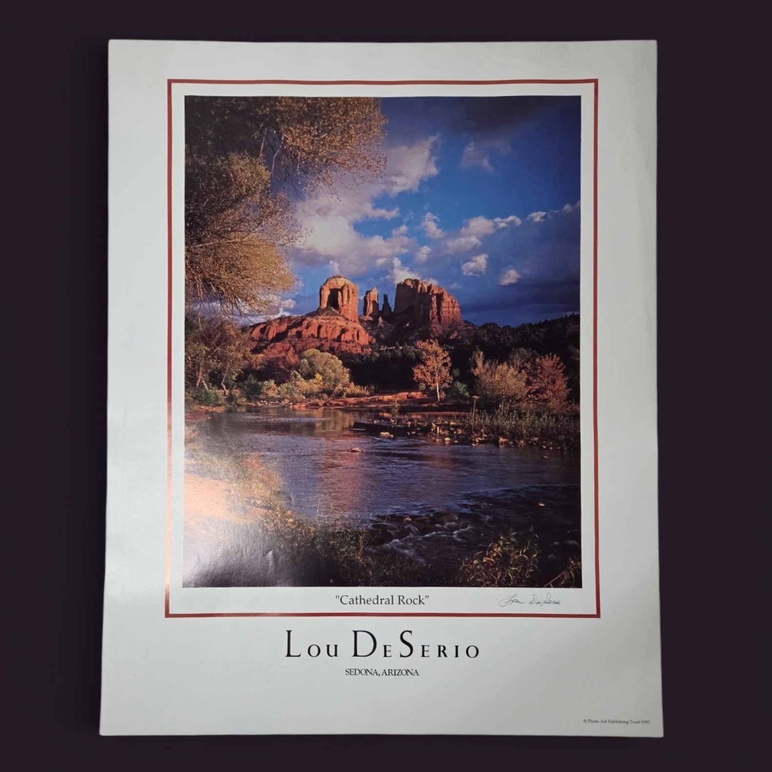 Cathedral Rock Sedona Arizona Lou DeSerio Signed Desert Art Photo Poster 1993
