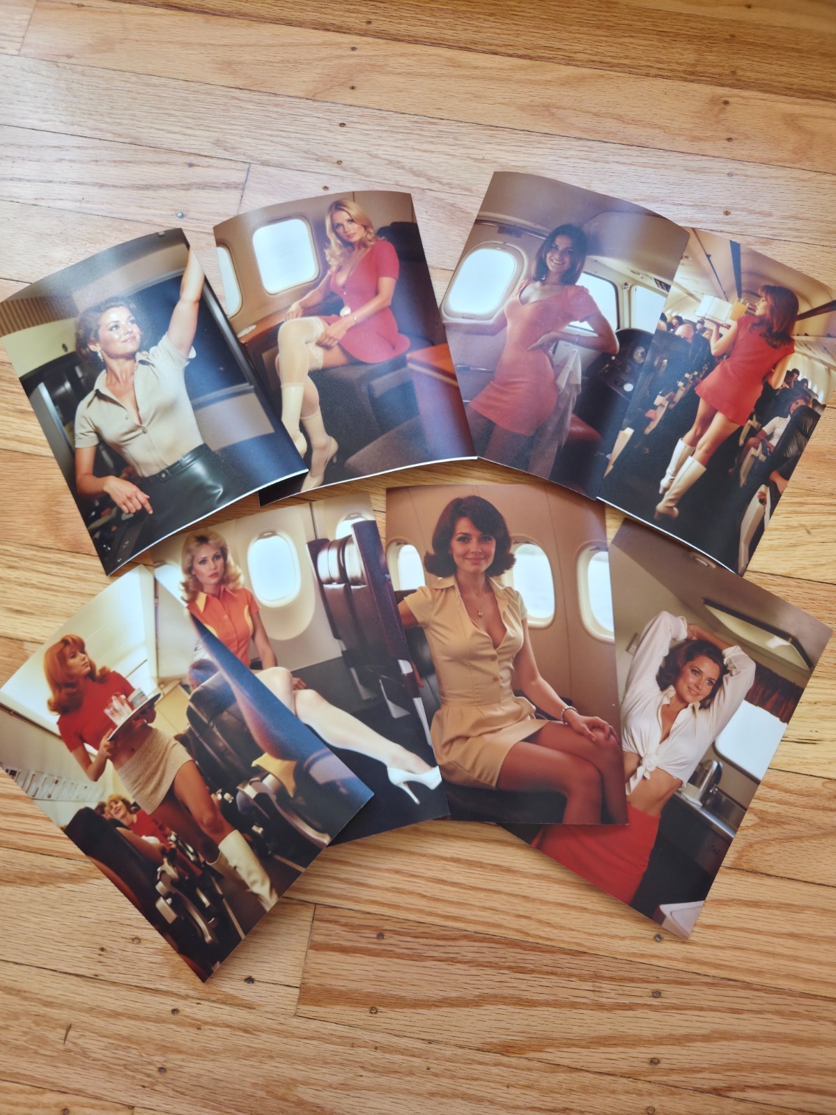 Vintage Lot of 8 Risque Airline Stewardess 5×7 Photos – 1970s Limited Edition
