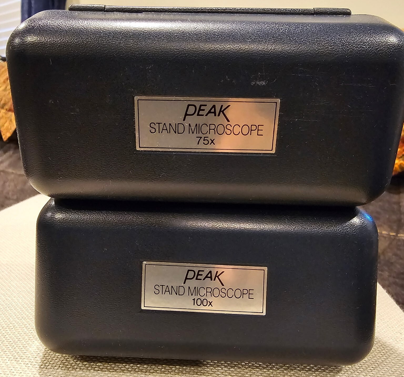 ORIGINAL PEAK 75X & 100X STAND MICRO LOUPE MICROSCOPE w/ STANDARD SCALE