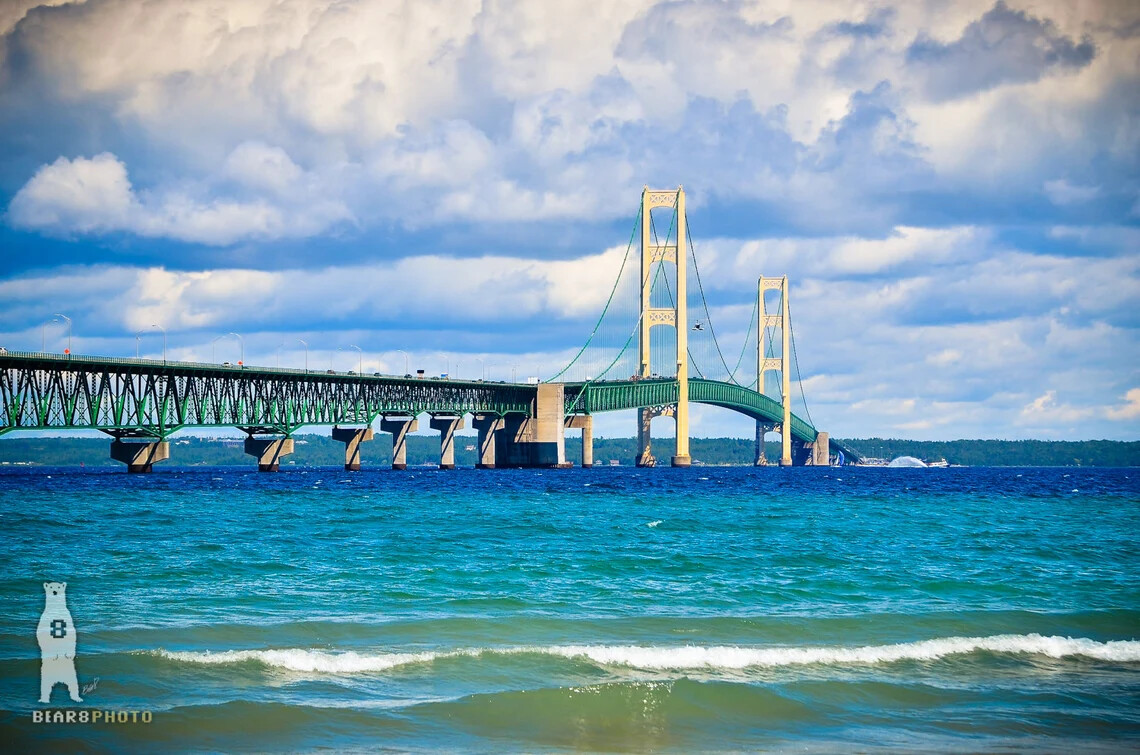 Mackinac Bridge Photography Prints, Mackinaw City MI, Upper Peninsula Wall Art