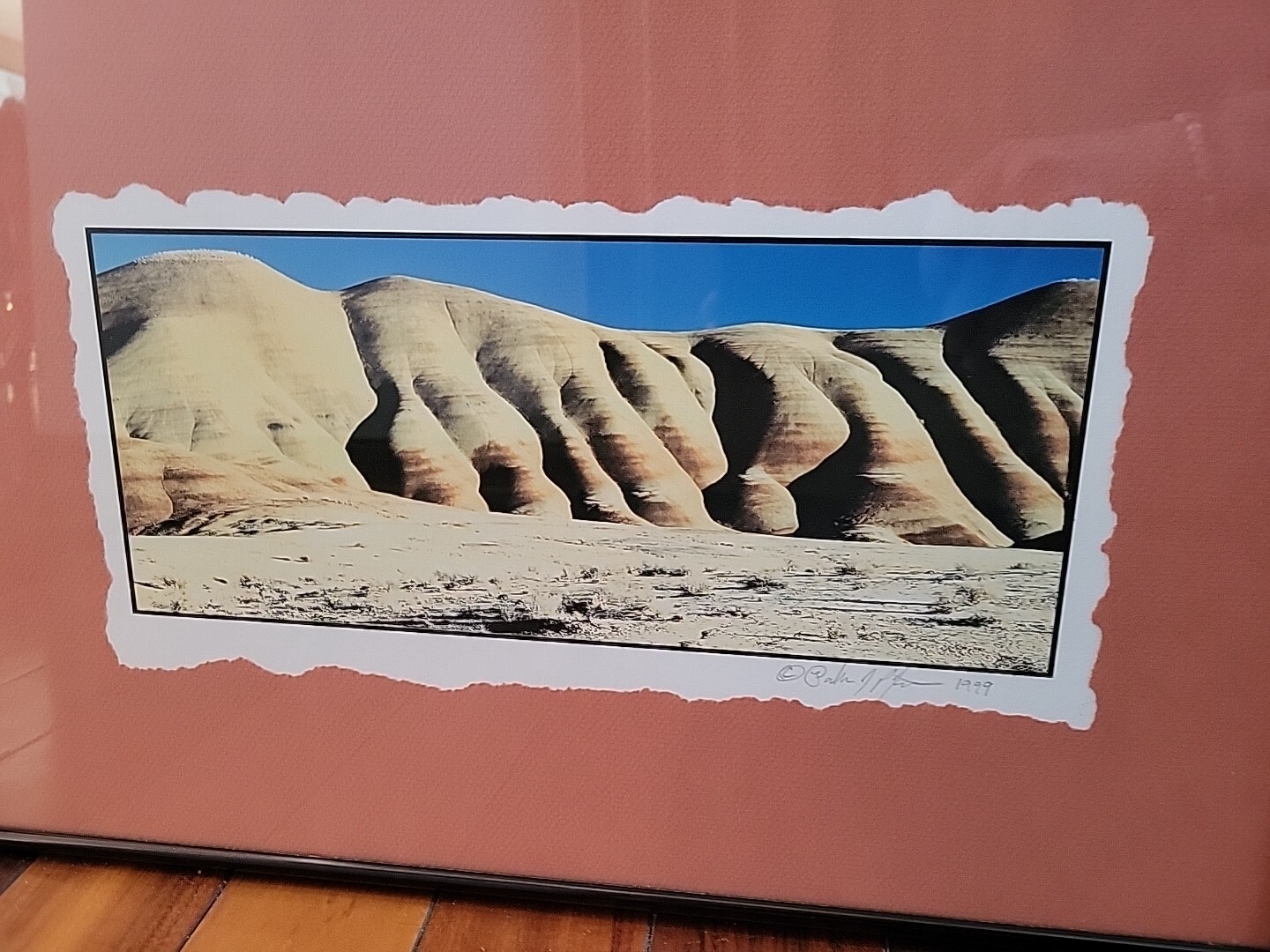 Painted Hills Oregon Photograph Signed Matted Vtg 1999 Nielsen Frame READ