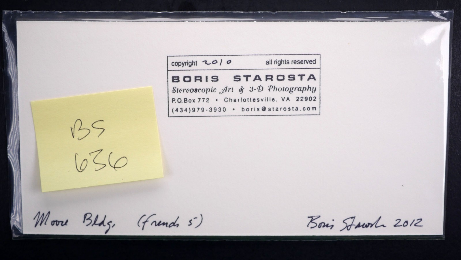 Boris Starosta 3D Stereoview – CREATIVE Moore Bldg Signed 2012