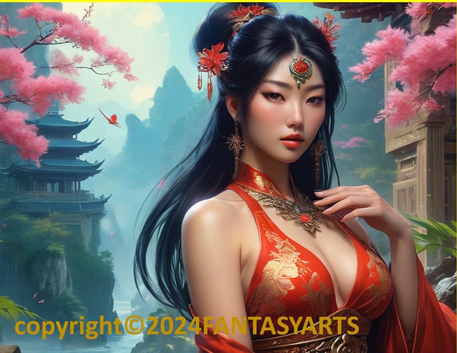 Beautiful Sensual Asian Girl Anime E on Quality semi-gloss Photo Paper 8.5″x11″