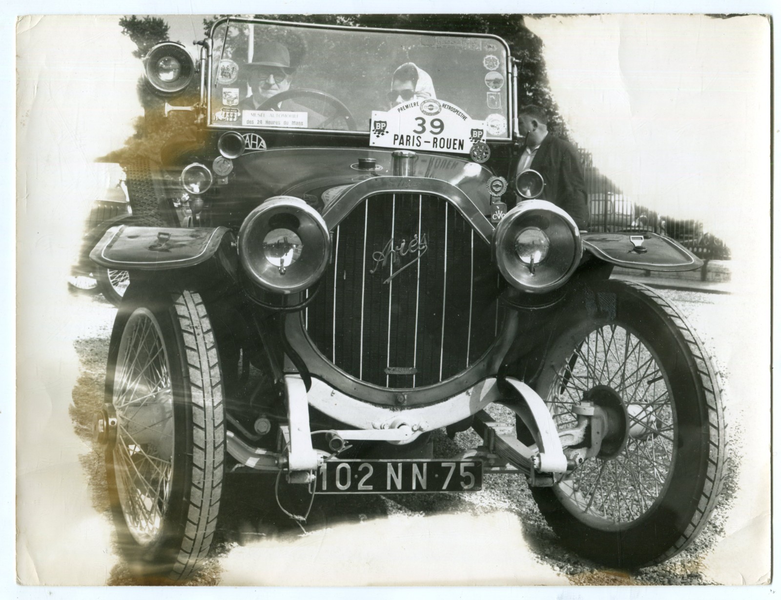 Old photo vintage car “Paris-Rouen 39”, 18x24cm