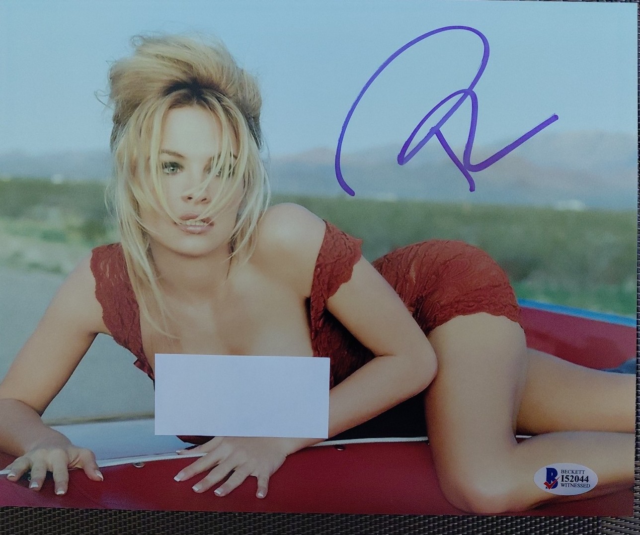 Pamela Anderson Baywatch & Playmate Hand Signed 8×10 Autograph Beckett COA