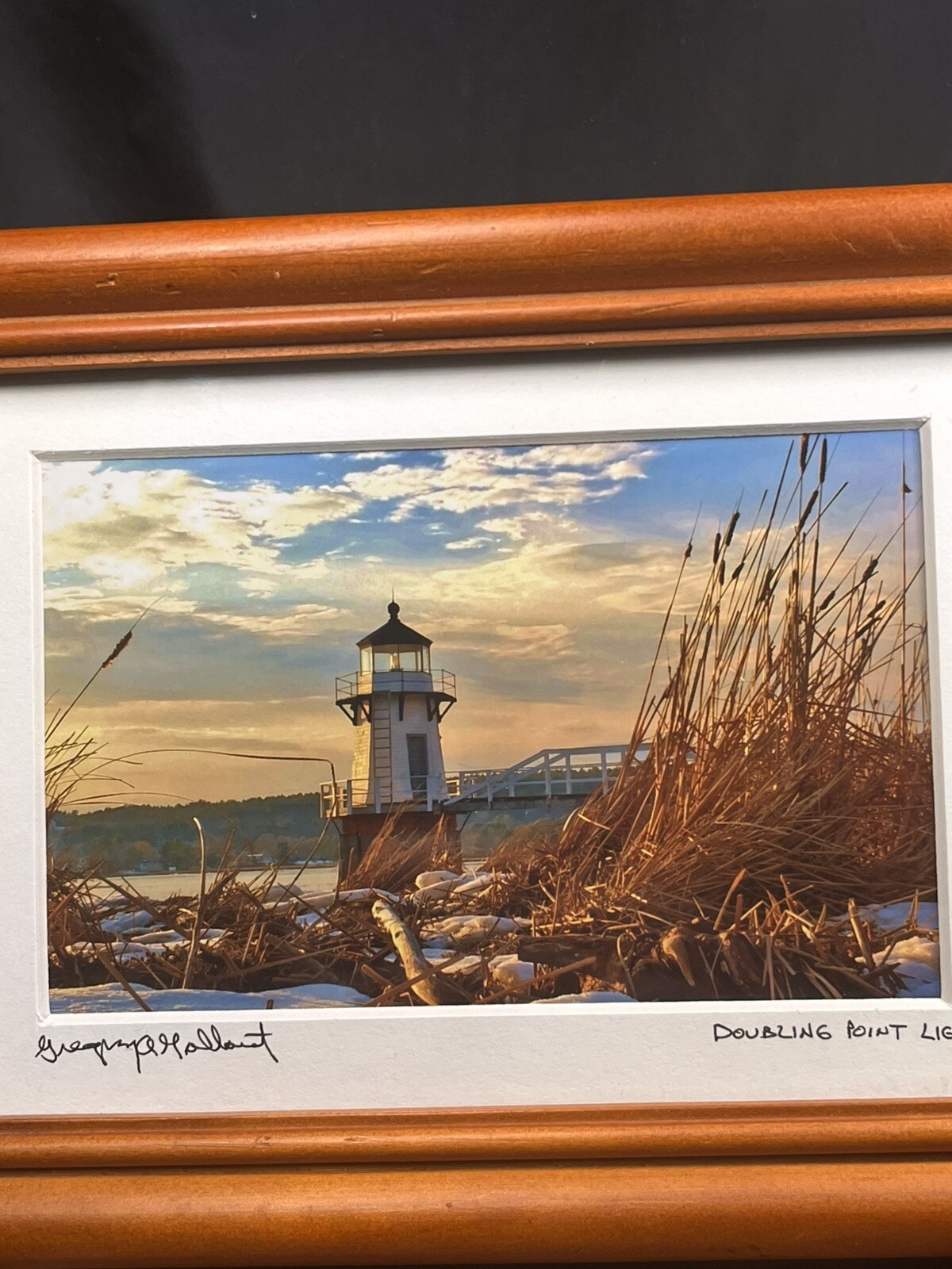 Signed,Framed, Matted Photo Doubling Point Lighthouse Maine By Greg Gallant