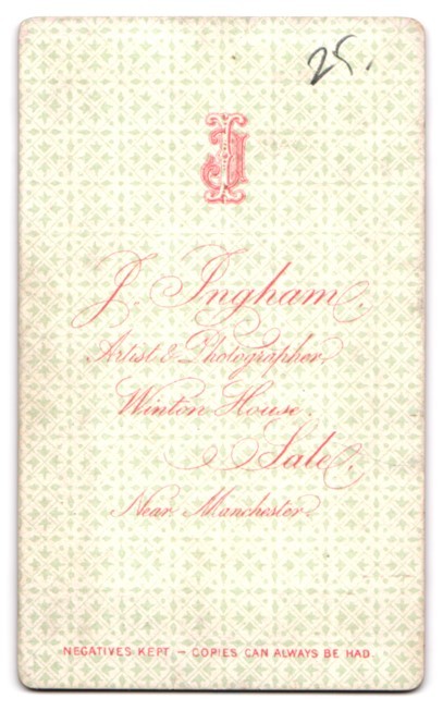 Photograph J. Ingham, Sale, Winter House, Portrait of a Woman with Earrings
