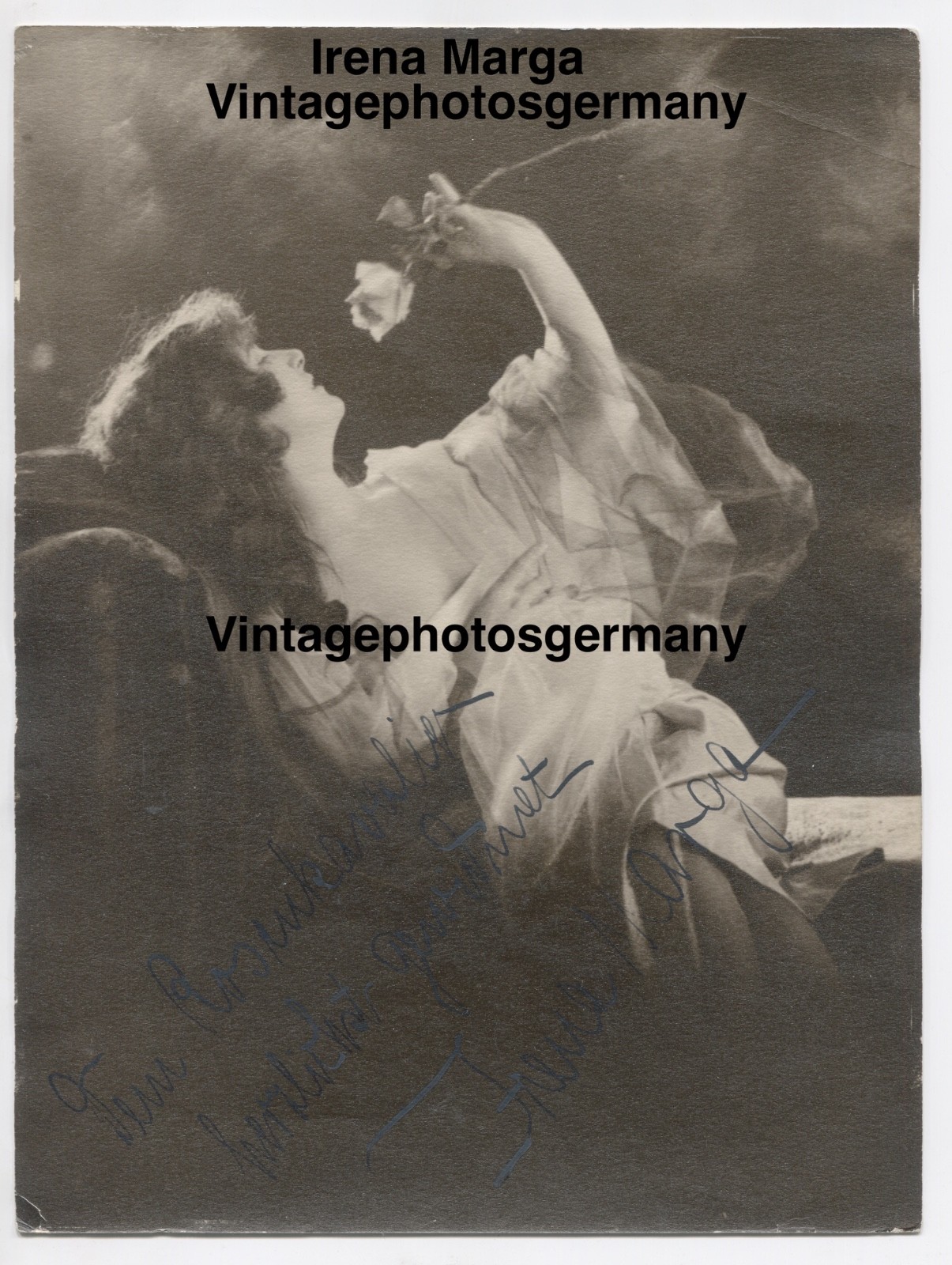 G2016 Photo Circa 1920 Actress Irena Marga Autograph Dedication Film