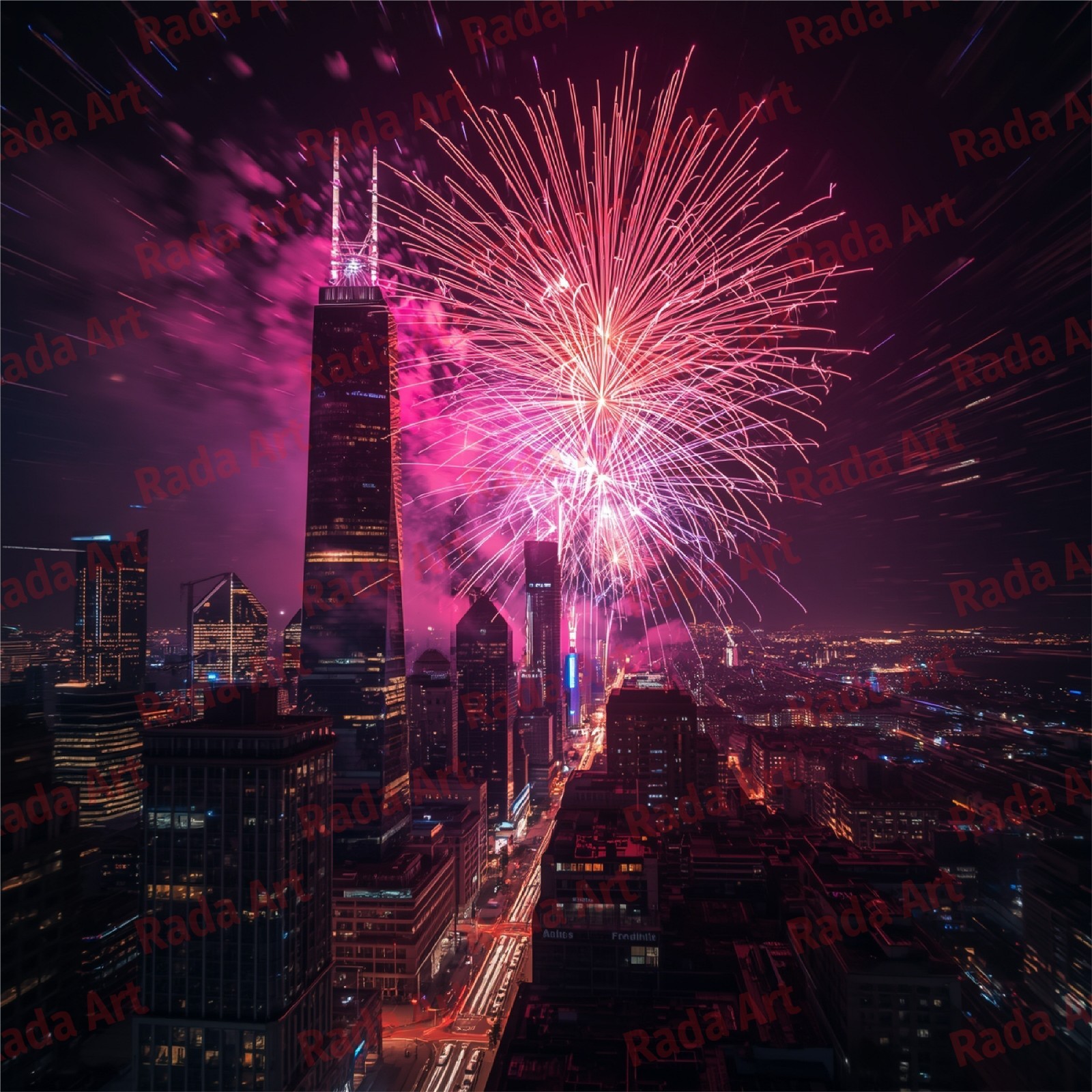 Digital Image Picture Photo Wallpaper Background AI Art Purple Salute Fireworks