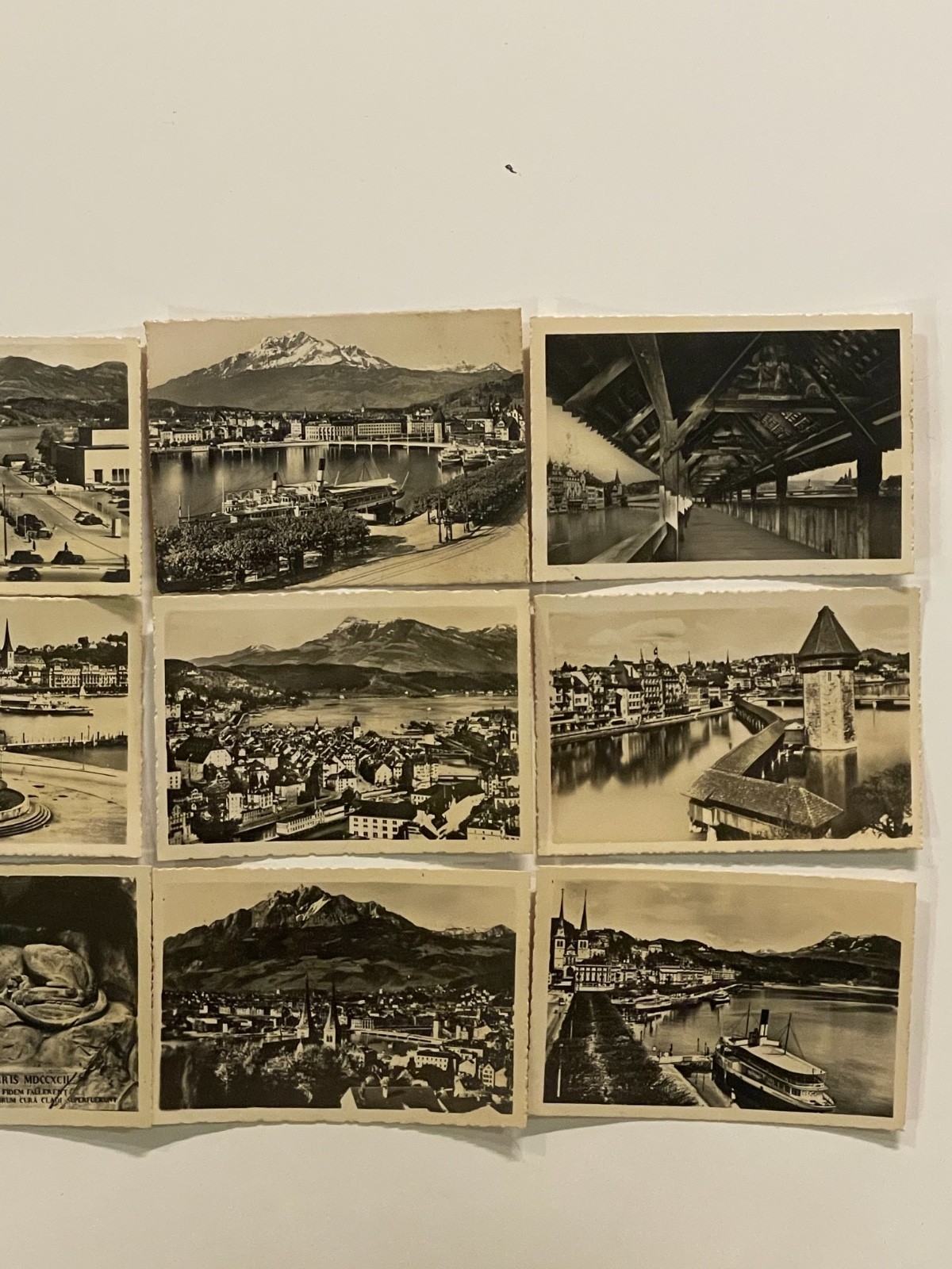 VINTAGE PHOTOS – Lucerne Switzerland – Kapell Bridge, Lion Monument, Hof Church