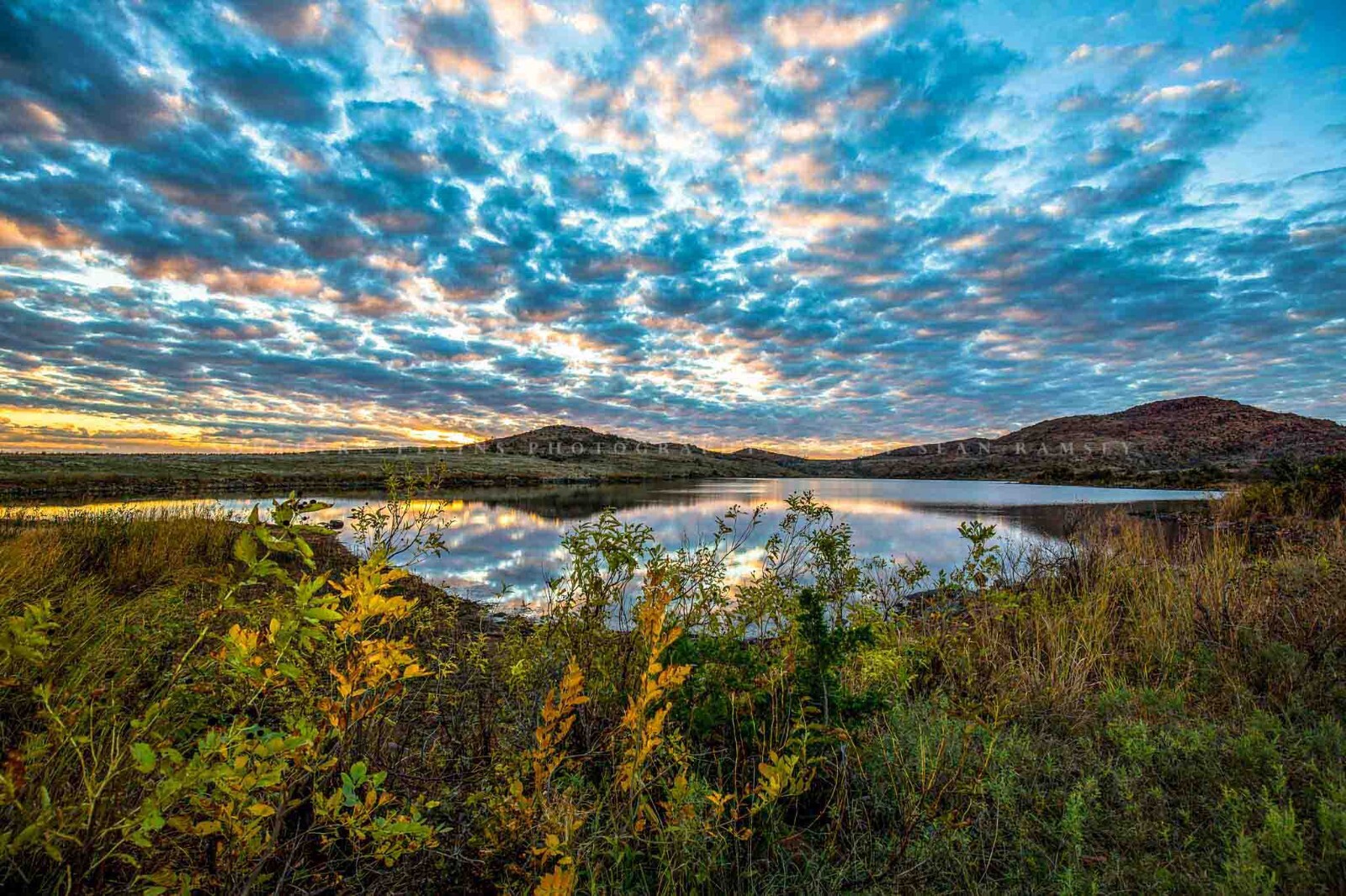 Wichita Mountains Photography Print: Oklahoma Landscape Lake Sunset Sky Photo