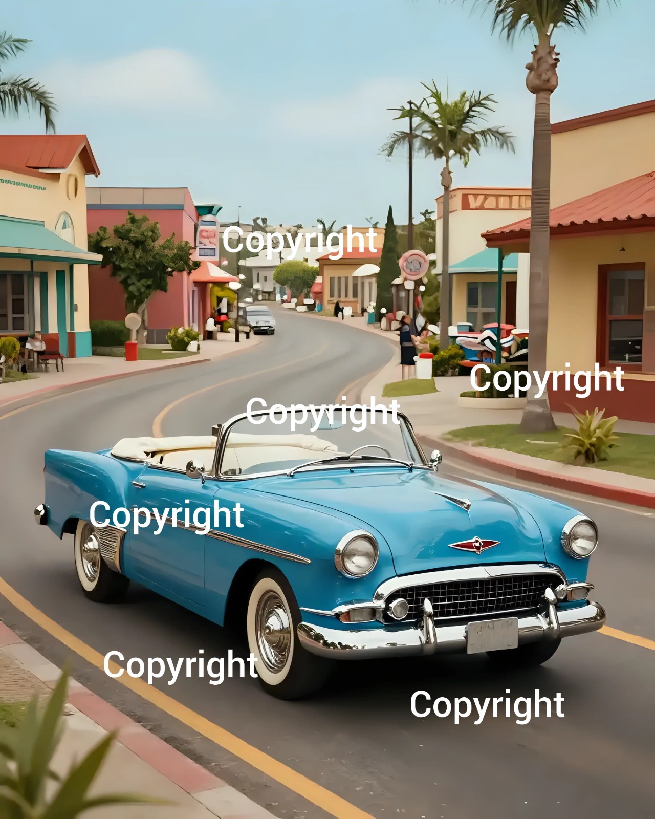 Digital high quality image picture photo wallpaper background 3 Vintage Car 50s