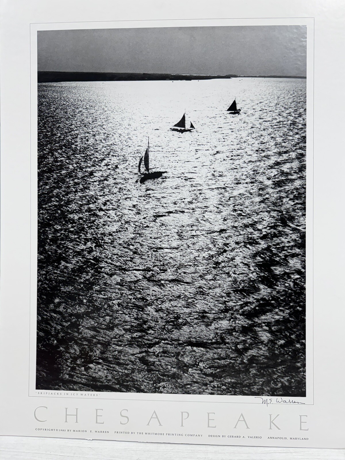 Marion Warren Signed Print “Skip Jacks In Icy Waters” Chesapeake 1985 Unframed