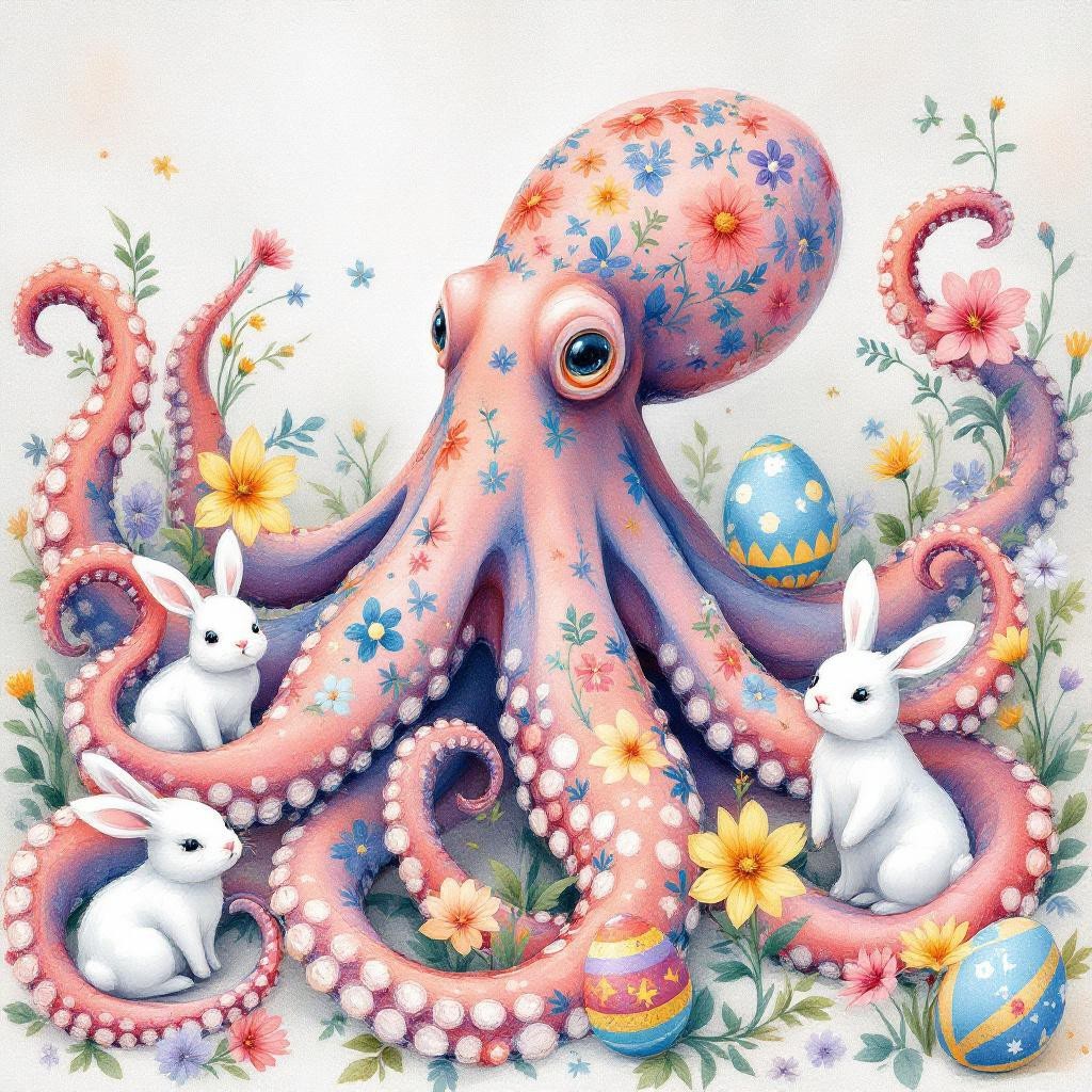 Easter Octopus Digital Art Transparent Download PNG File