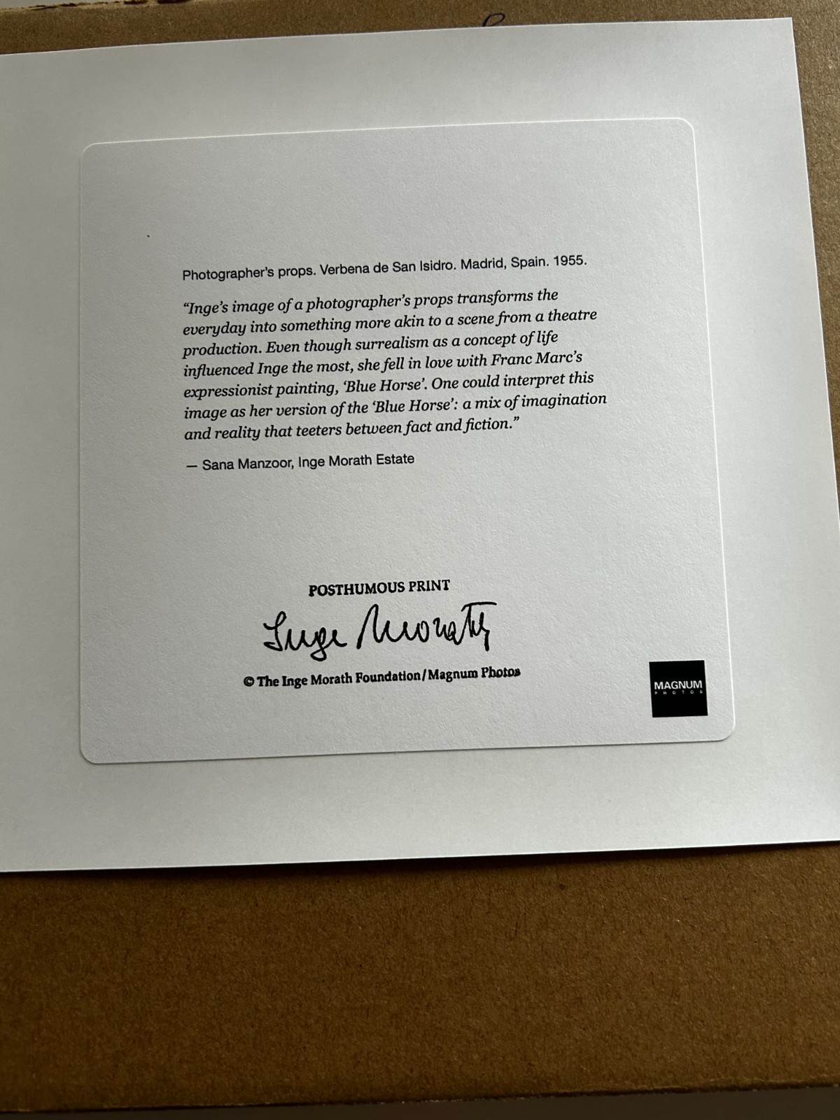 Inge Morath – Magnum Square Prints Limited – Estate Stamped Photo