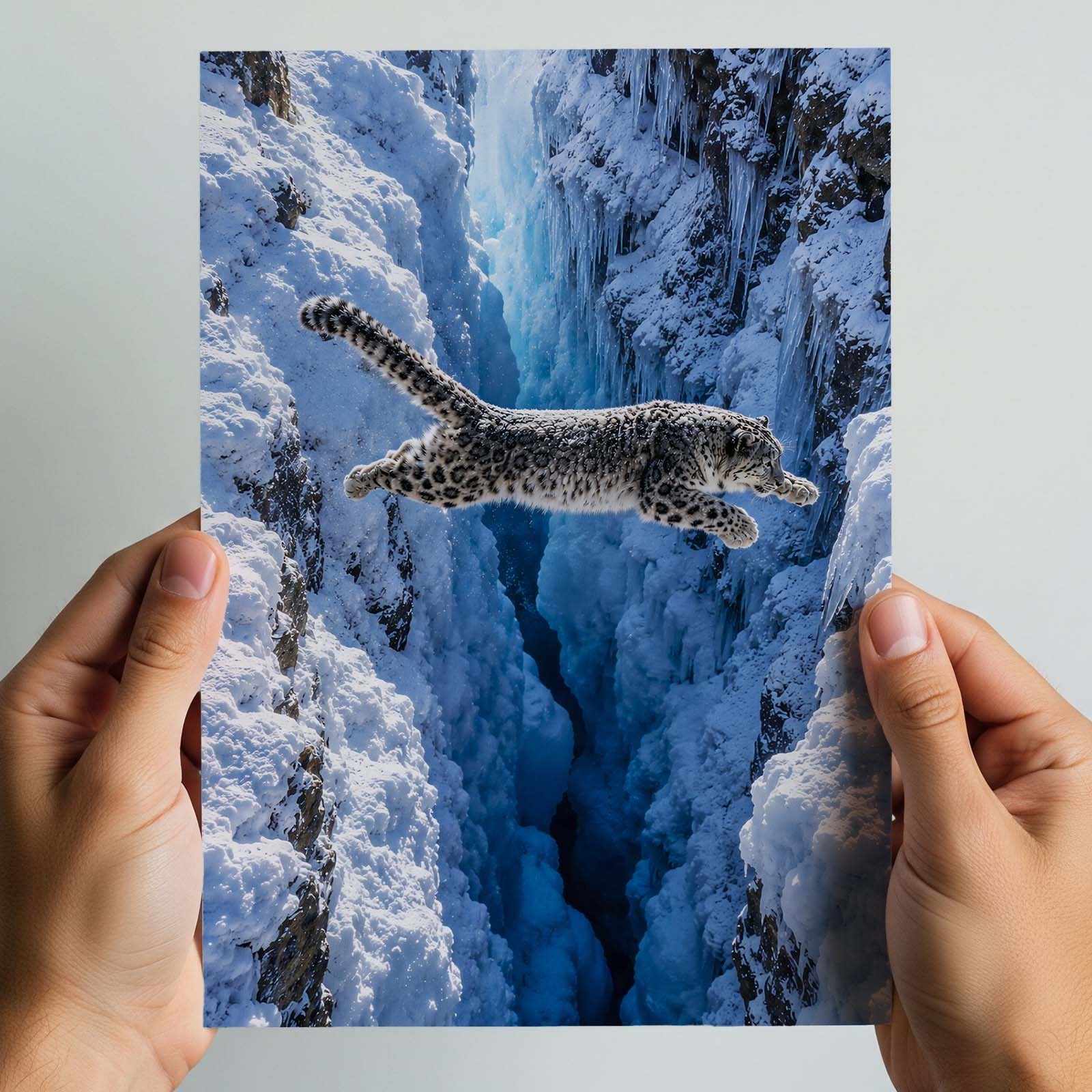 8×10 Fine Art Photography Print Snow Leopard Mountain Wildlife Nature Wall Art