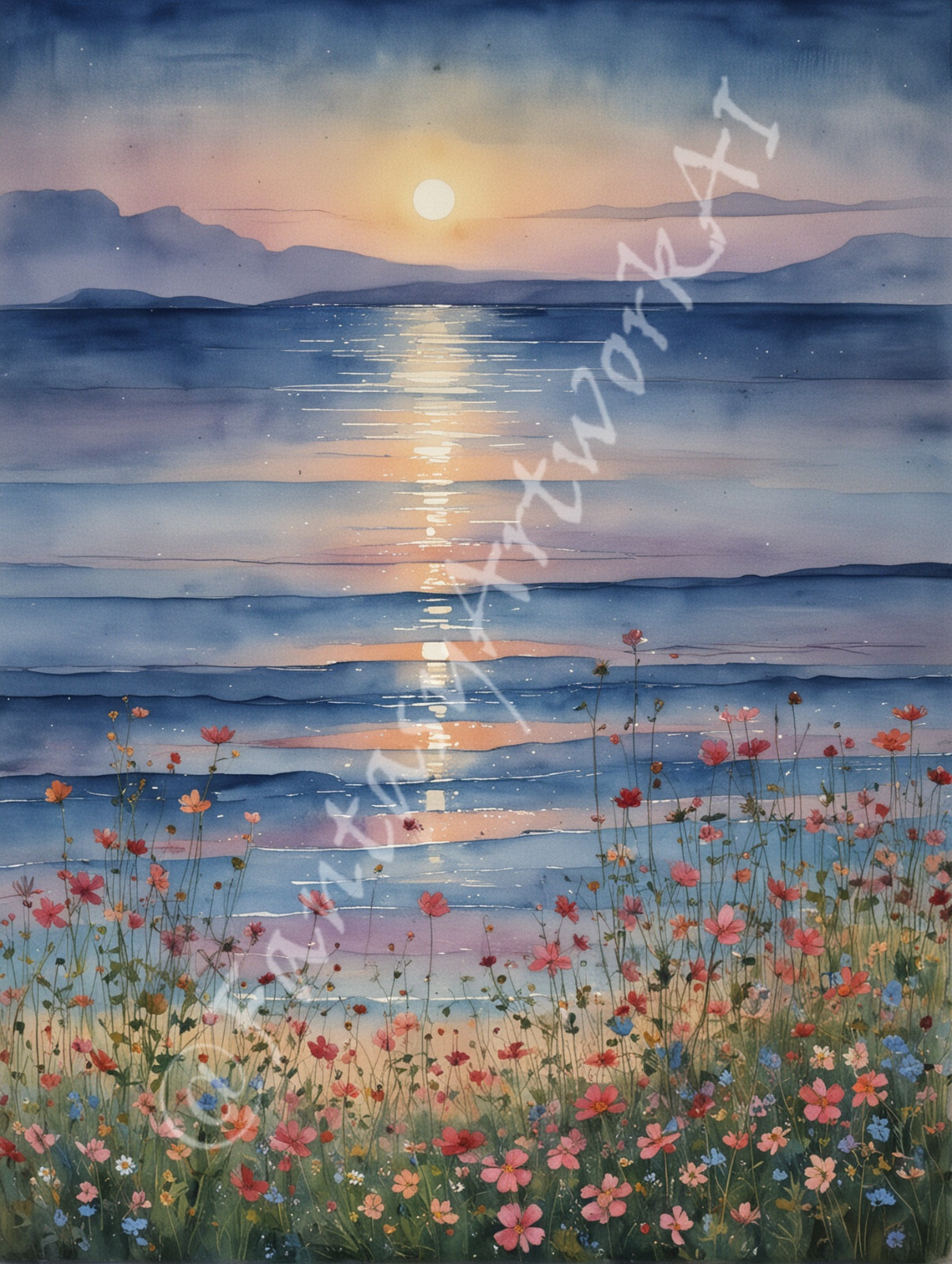 Wild Flowers – Digital Image Picture Phone Background AI Art, 3 images – #14