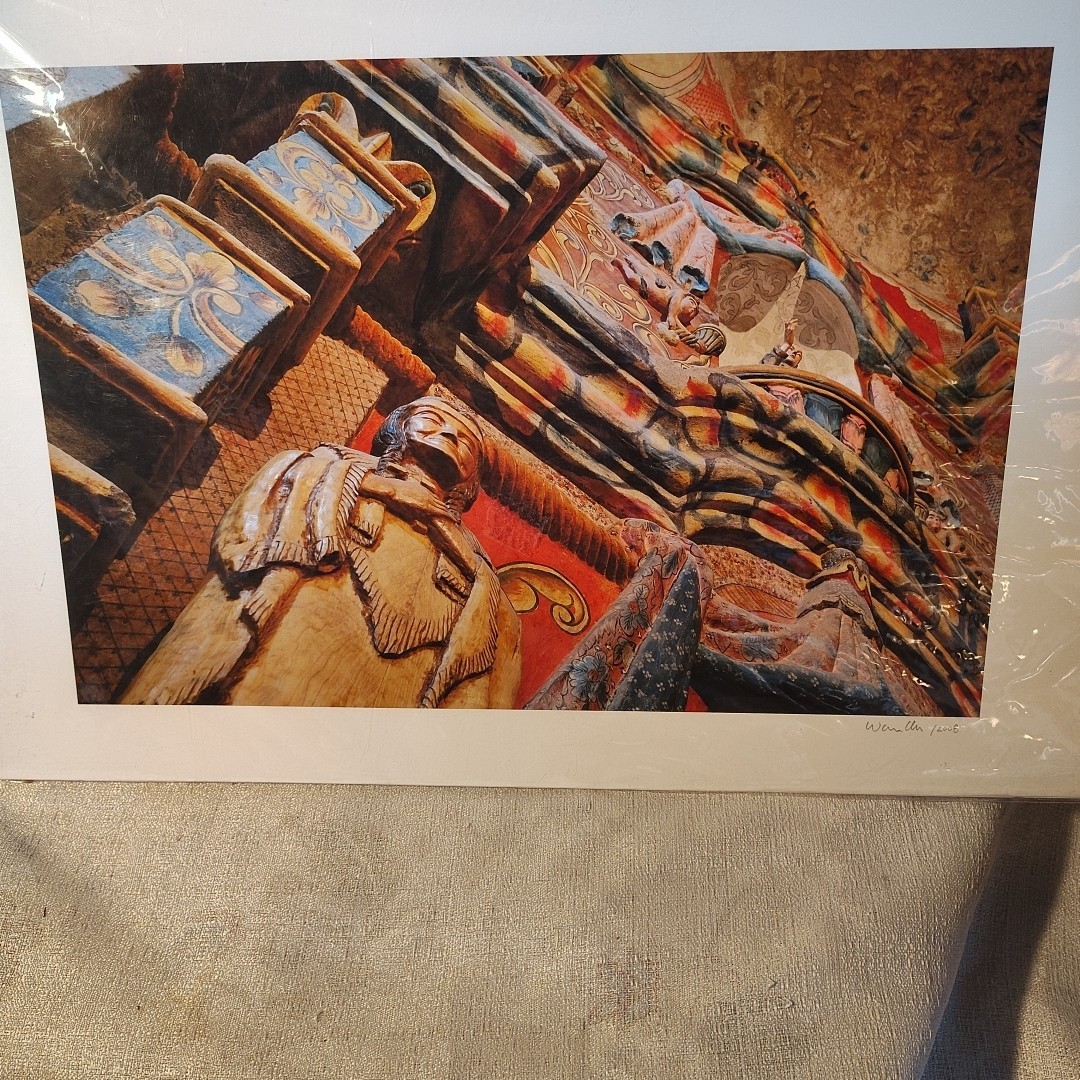 San Xavier Interior Signed Warren Allen 2008 Photographic Print 19×13 Tubac, Az