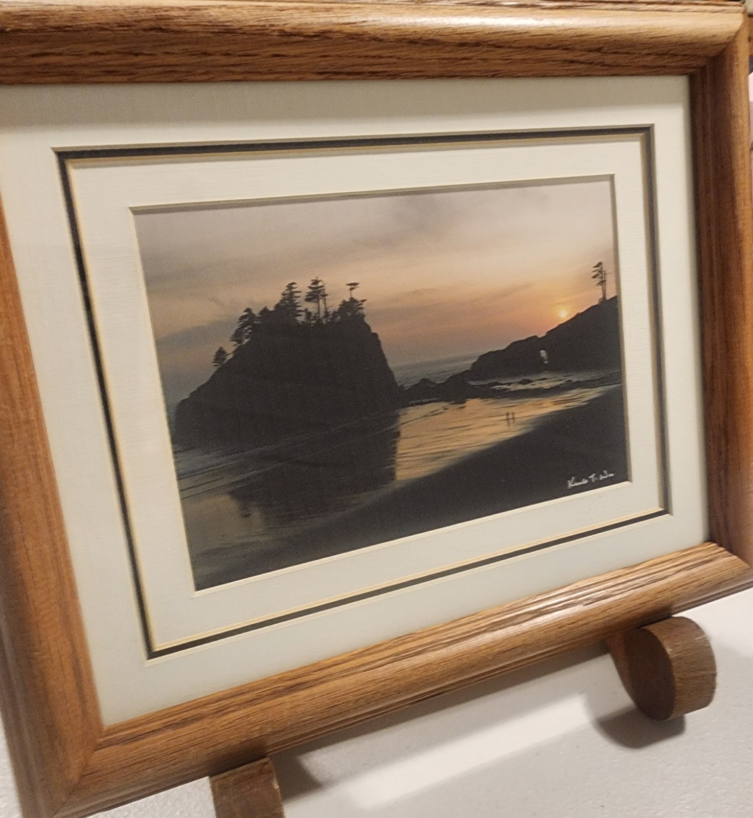 Signed King Wu LaPush, WA Second Beach Sunset Print 5×7 In 9×11 Frame