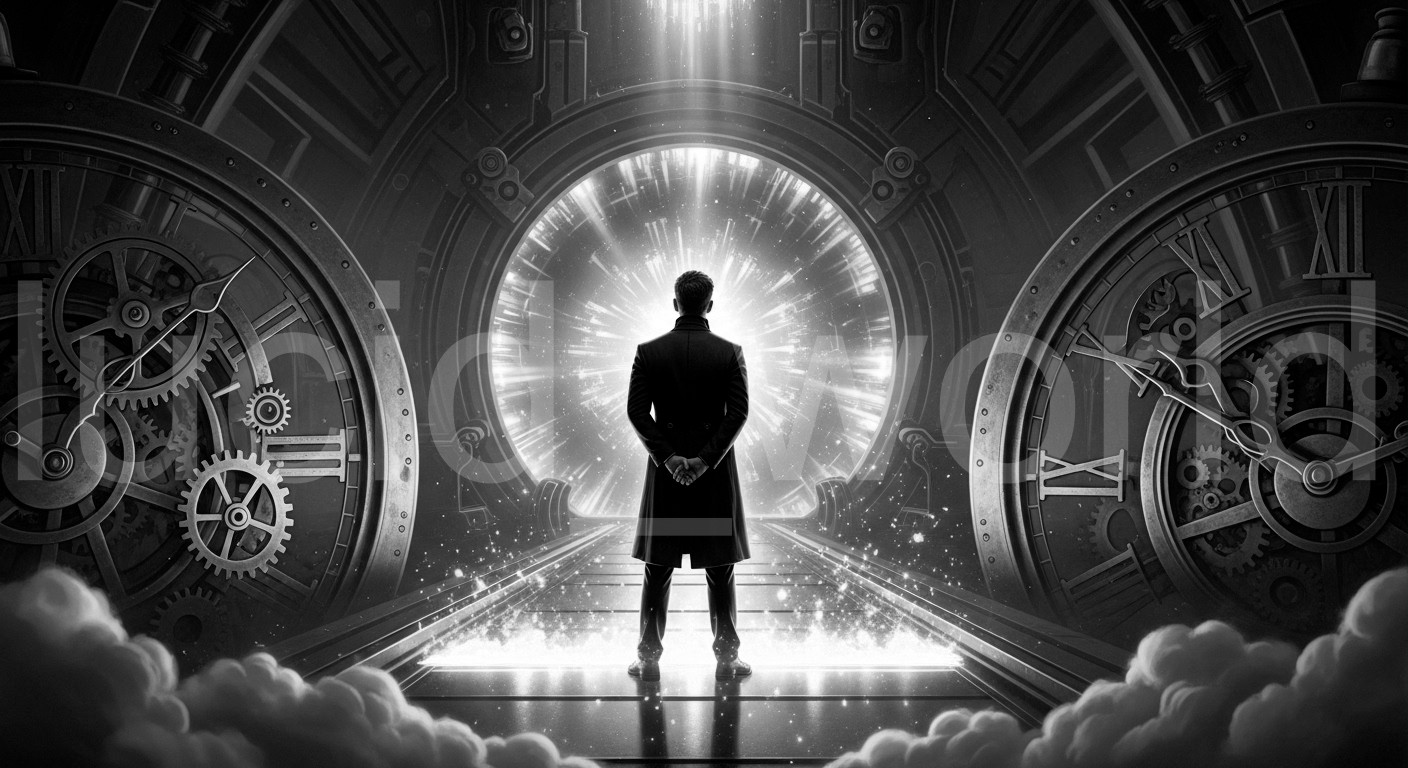 Epic Time Travel Portal Man Steampunk Clock Digital Art Download Image PNG File