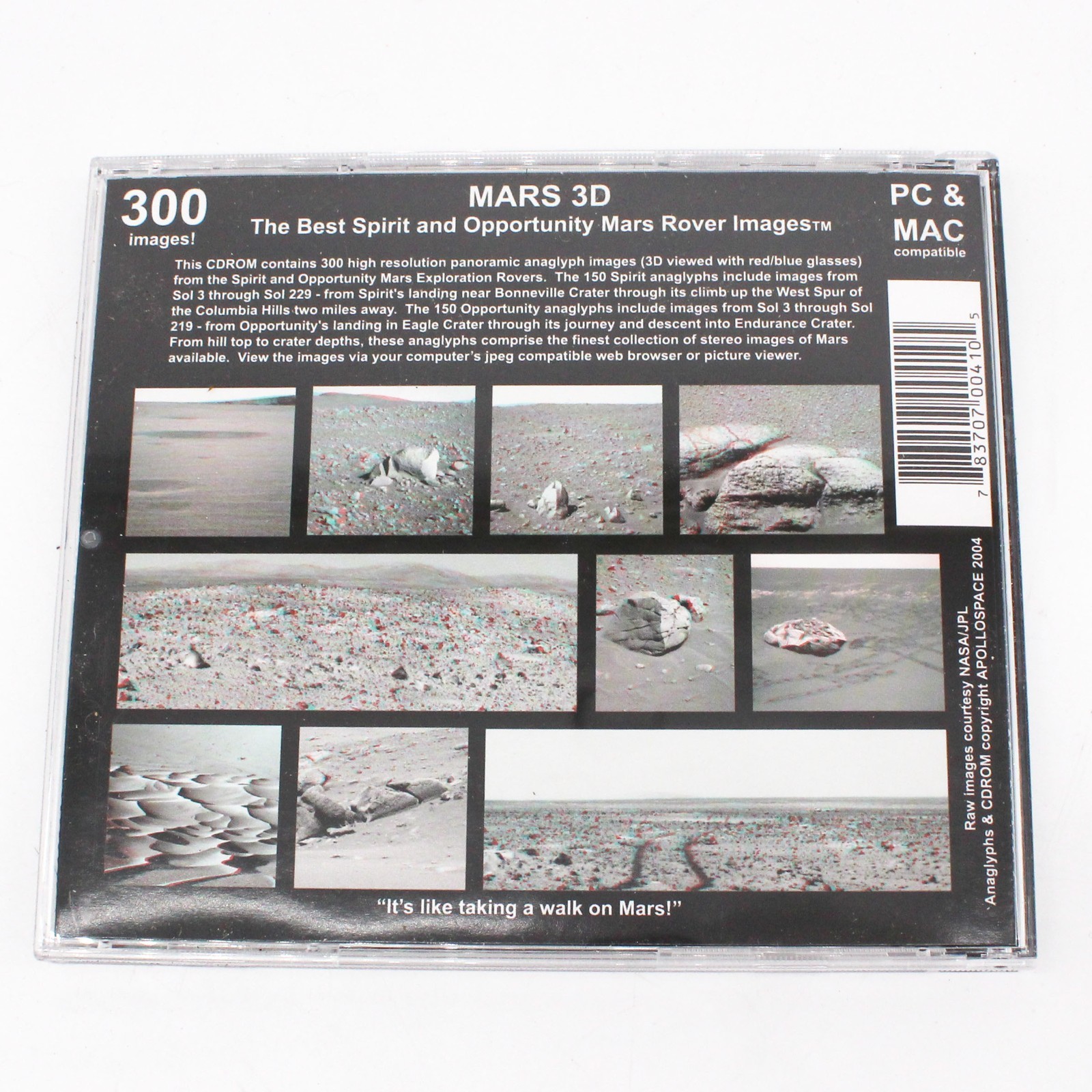 Apollospace Mars 3D 300 Images of Mars Anaglyph Glasses CD-ROM for PC or MAC
