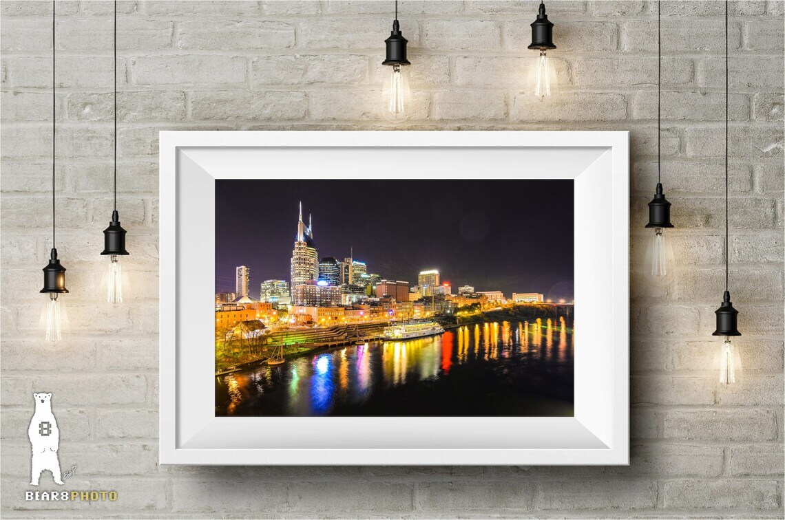 Downtown Nashville Skyline Photography Prints – Music City at Night – Tennessee
