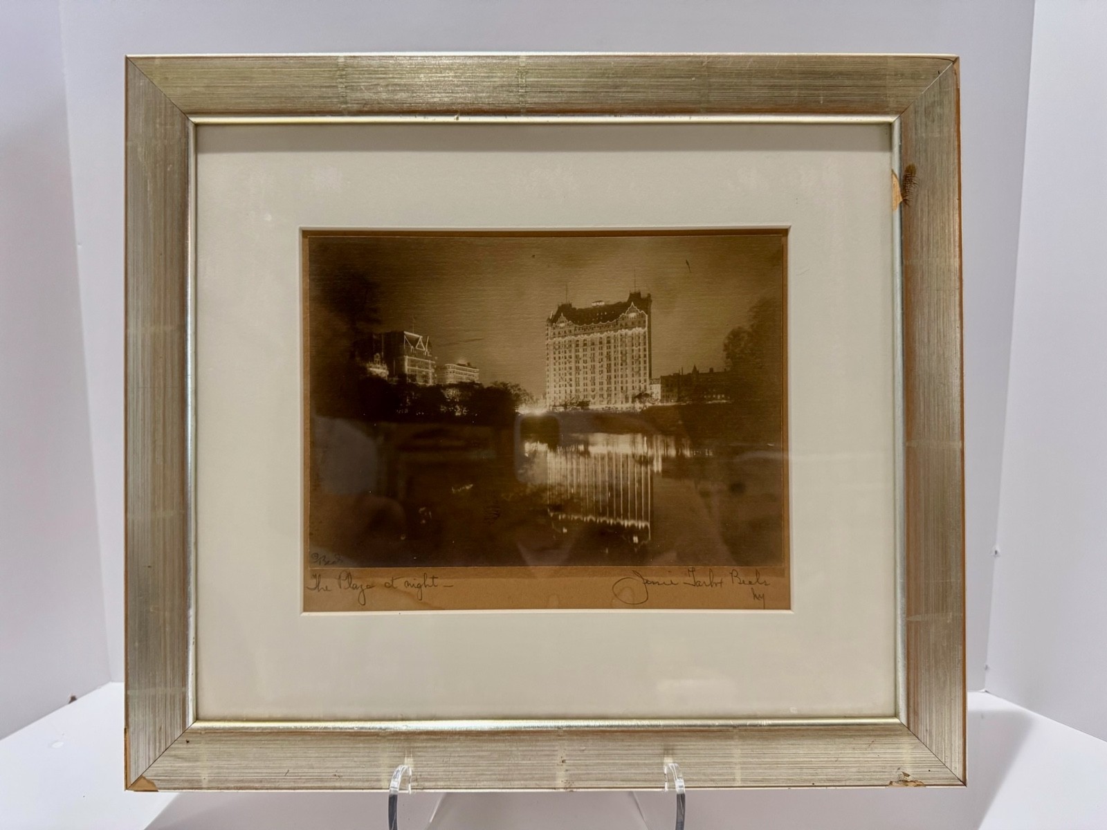 Jessie Tarbox Beals Signed Photograph The Plaza at Night New York City