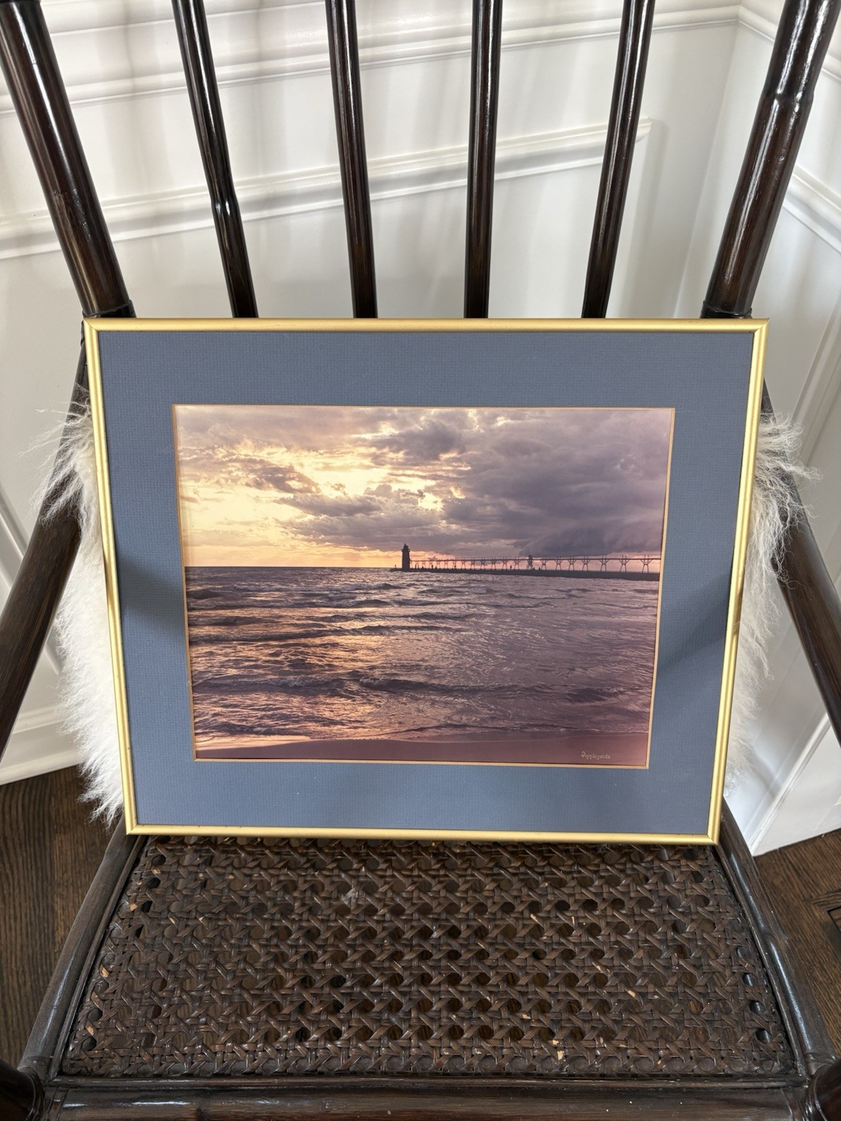 Framed and Matted Photograph Of South Haven Lighthouse By Appleyards 18” X 15.5”