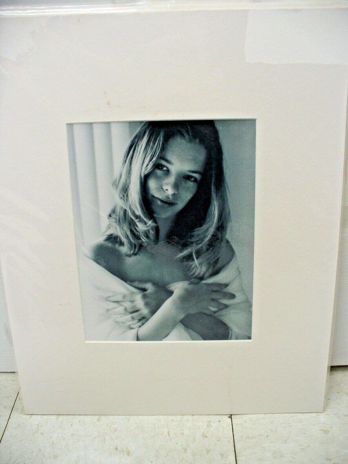 MATTED PHOTOGRAPHY Woman by Window Wrapped in Blanket Black and White 16×20