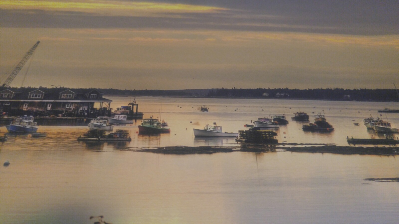19×13 Digital Art Photograph Bay Ocean Fishing Village Pier Docks Boat Scenic