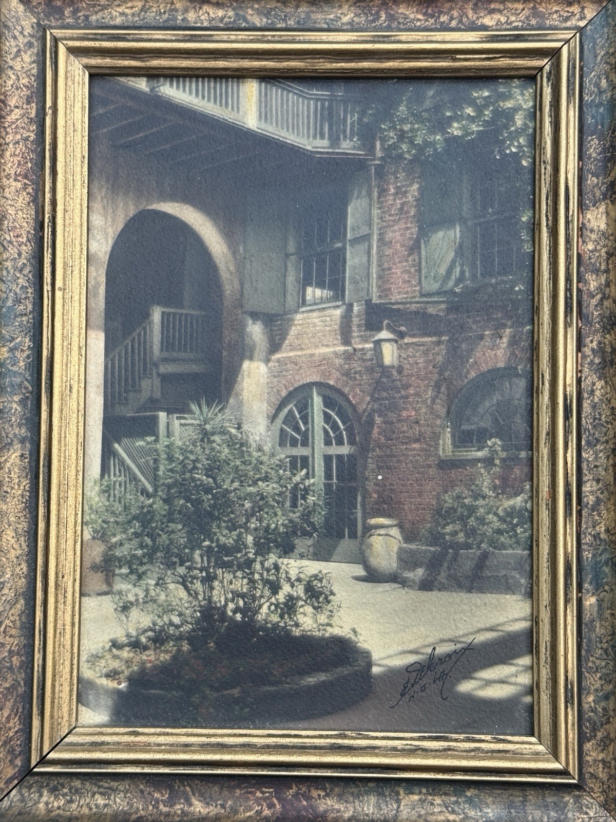 Original Eugene A. Delcroix “Lacy Iron Balconies” & “Old Brulatour Courtyard”