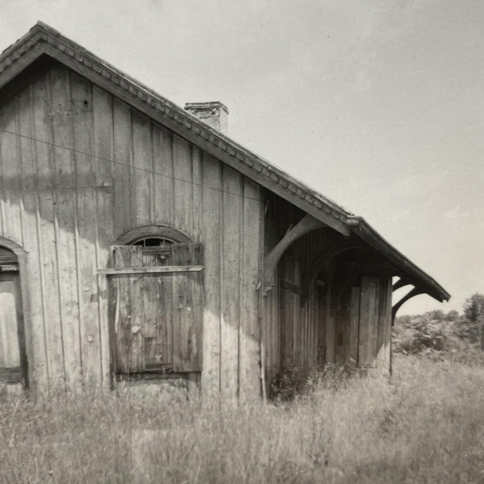 Abandoned Railroad Station Depot 4×5 Black White Glossy Photograph Original