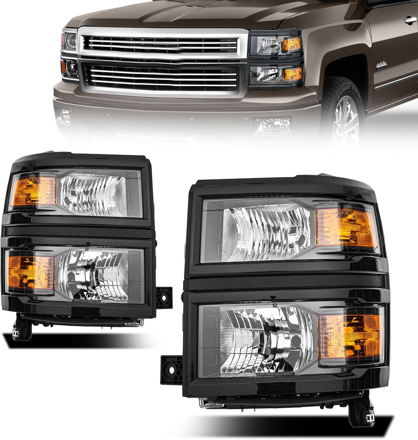 Front Headlight Assembly for 2014-2015 Chevy Silverado Pickup – Replacement Head