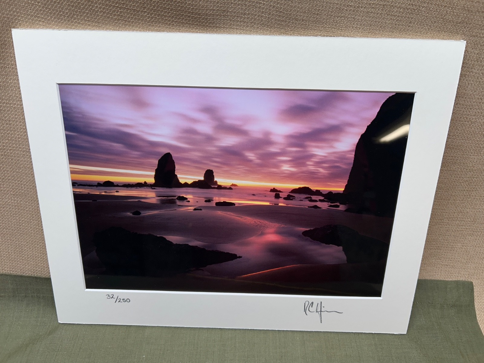 Set of Signed Photography 11 x 14 Matted, One Framed, Seashore and Lake Scene