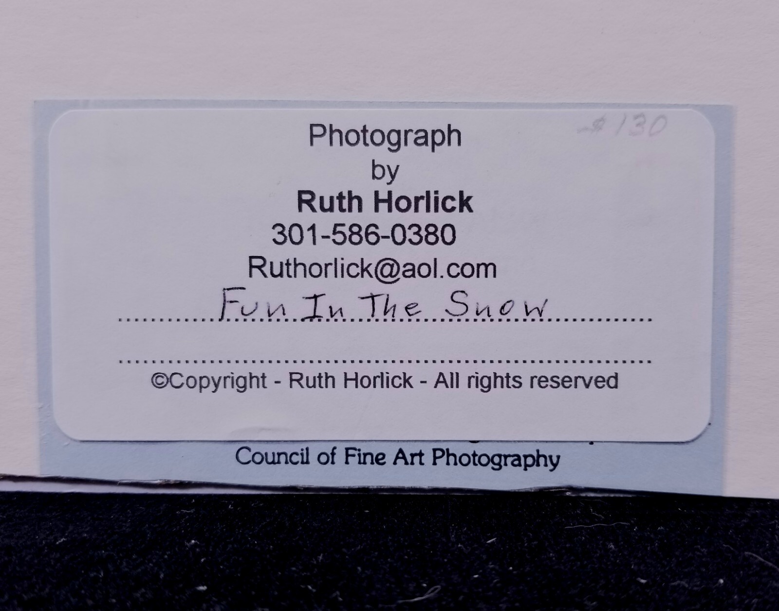 Original Smurf Photo 14 X 11 Matted Signed Ruth Horlick Titled Fun In The Snow