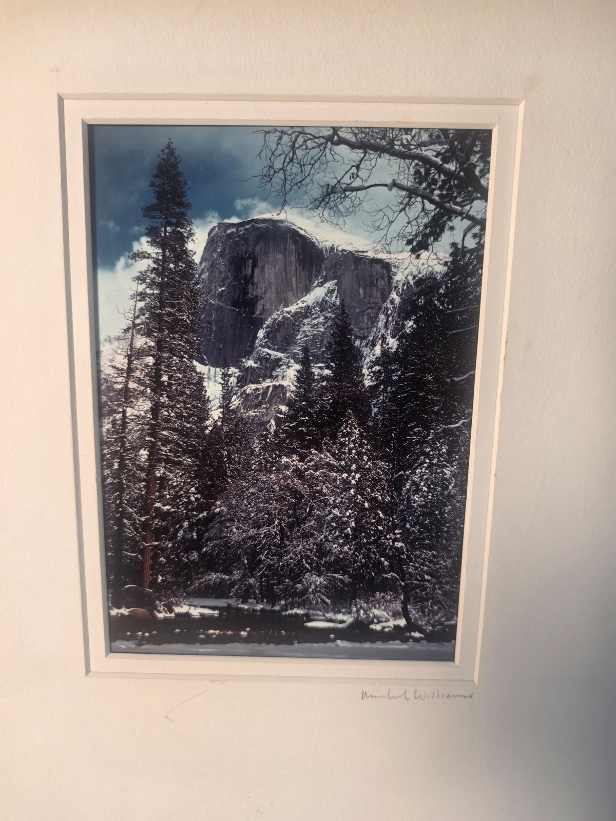 Yosemite Half Dome Winter Snow Print Framed Matted