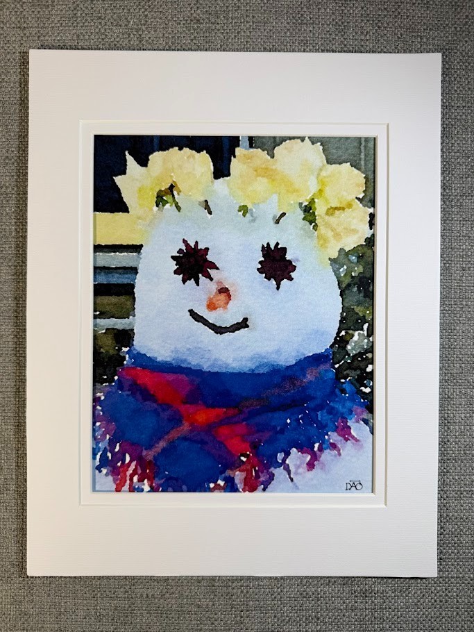 Snowman Digital Watercolor Original Photograph 8 X 10 Matted To 11 X 14 – Signed
