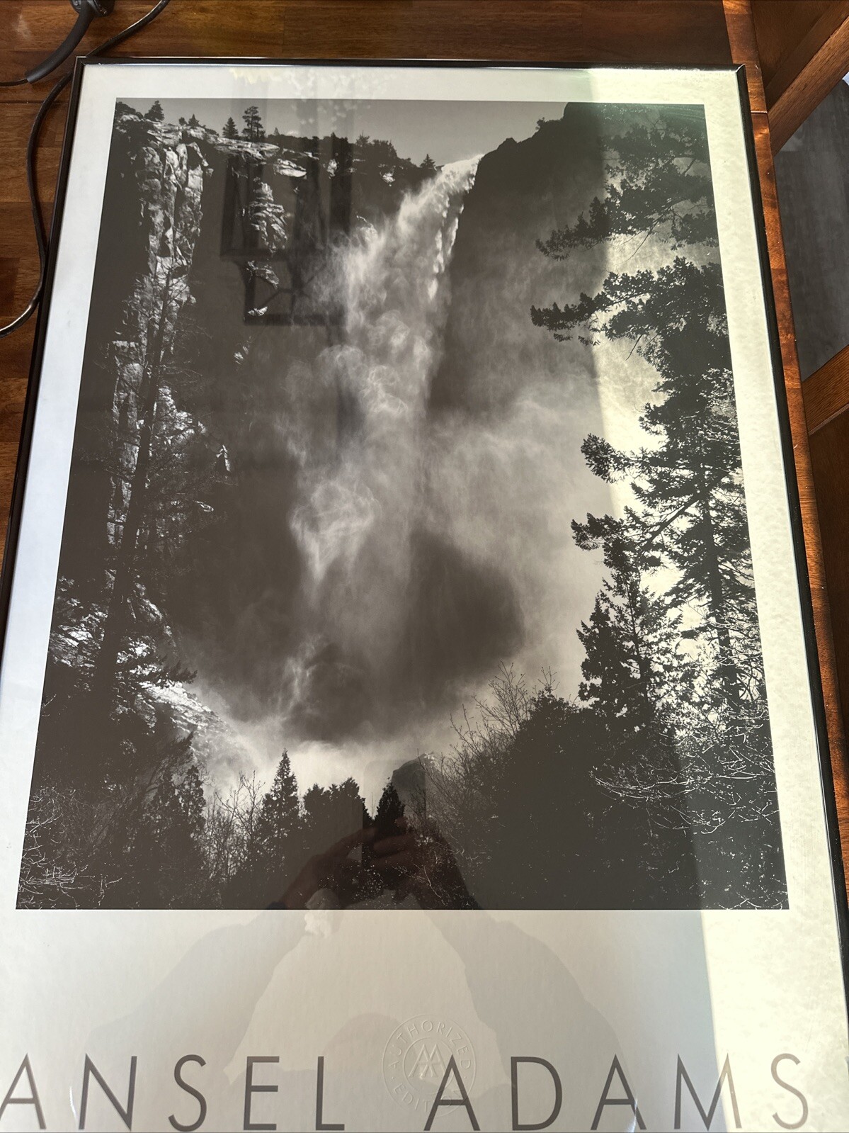 Bridal Veil Fall, Yosemite National Park by Ansel Adams Framed 36”x24” auth Edt