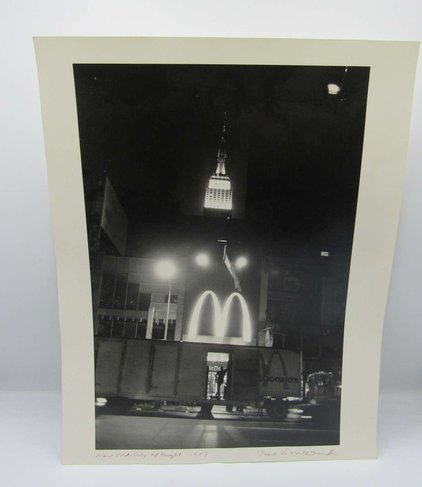 Signed Paul A. McDonough (1941–2025) b&w photo New York City at Night 1983